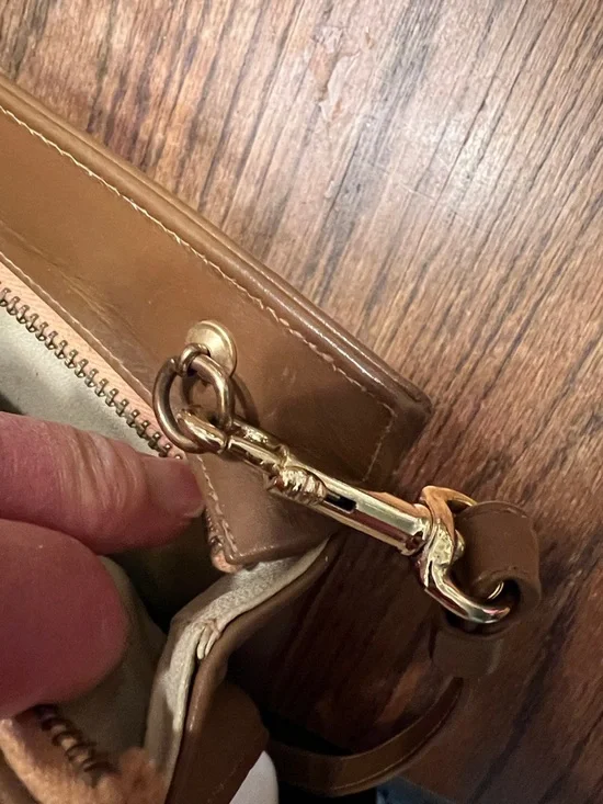 Vintage Caprice 1970’s Tan Leather Satchel with Multicolor Snakeskin Accent - Picture 11 of 12